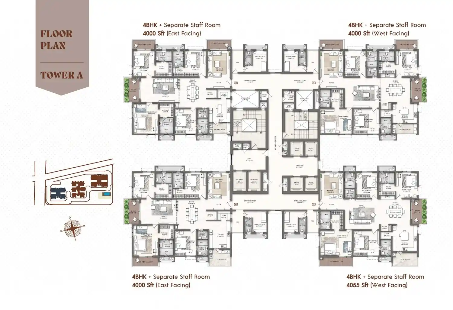 4 BHK floor plan Century Codename Blue Moon