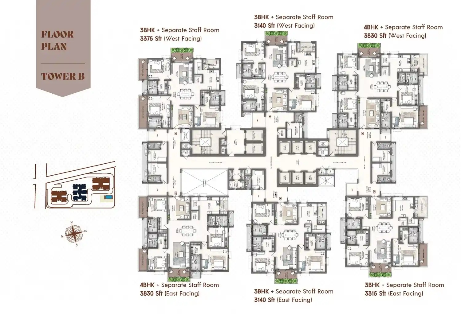 3 BHK floor plan Century Codename Blue Moon