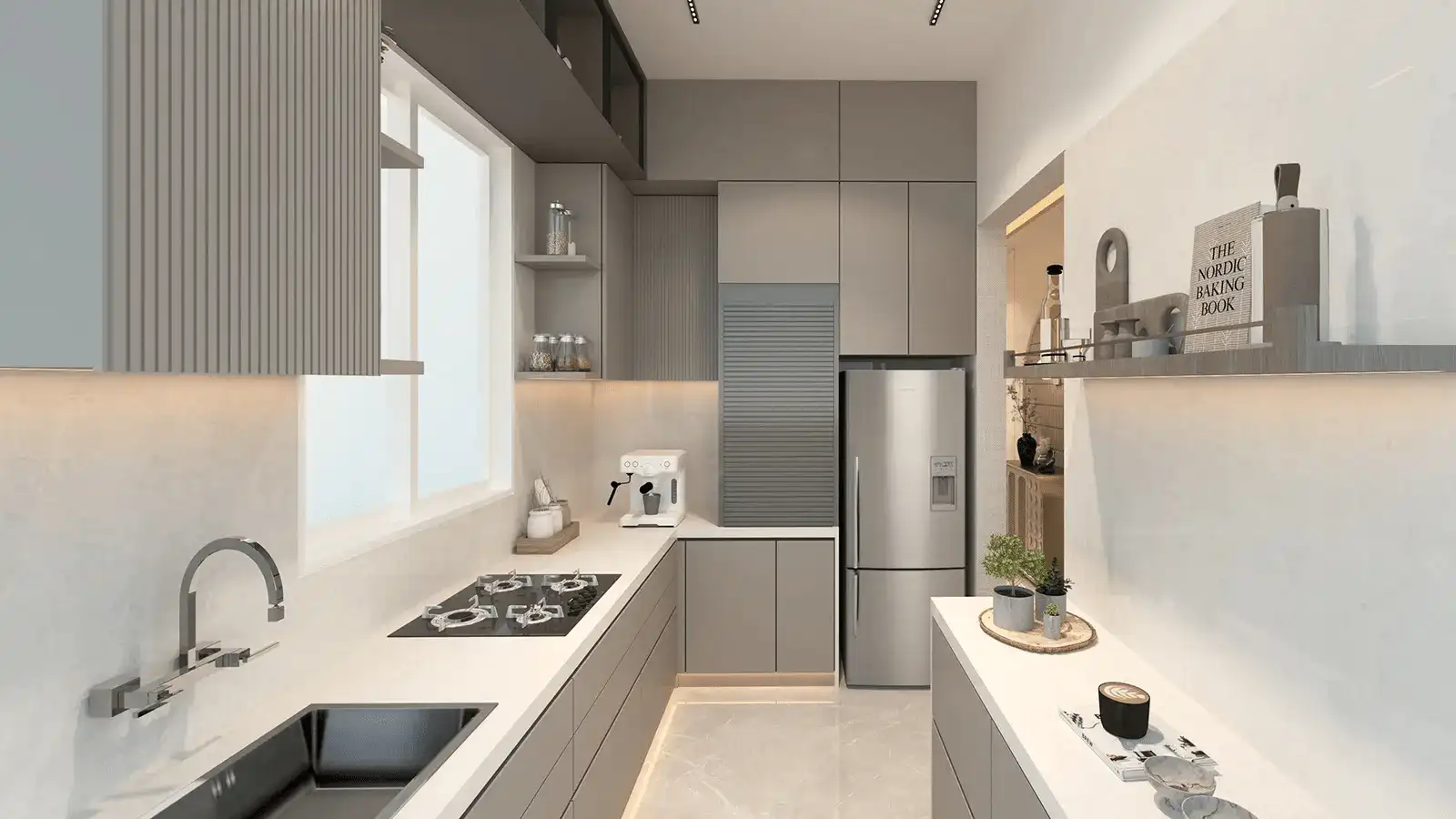 Modern modular kitchen design at Century Codename Blue Moon Bangalore