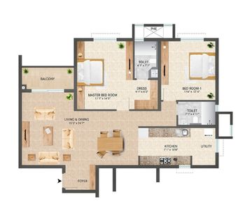 Century Whitefield 2 BHK floor plan